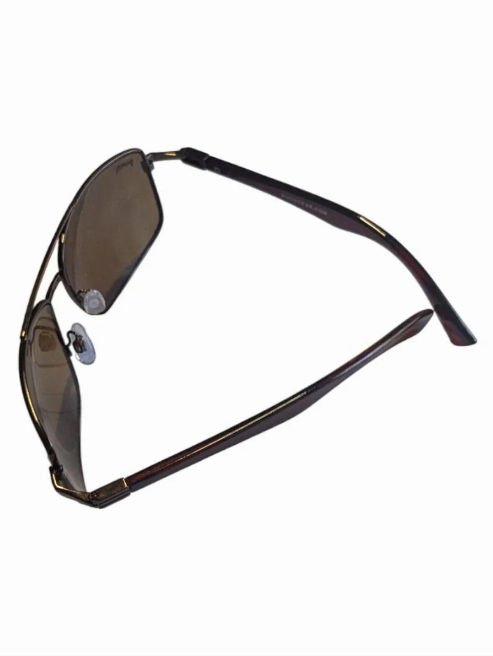 Men's Pugs Rectangular Metal Sunglasses in Brown Lenses